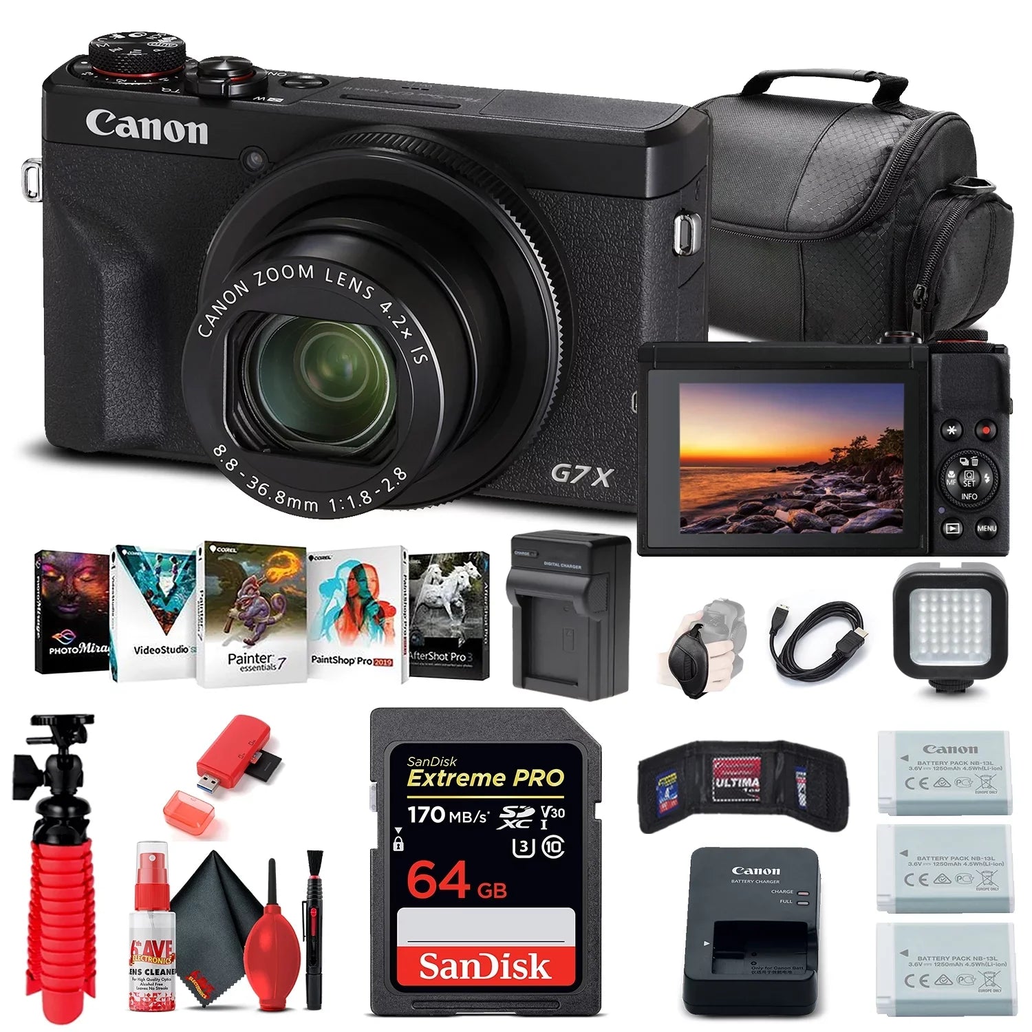 Canon PowerShot G7 X Mark III Digital Camera (3637C001) + 64GB Card + More