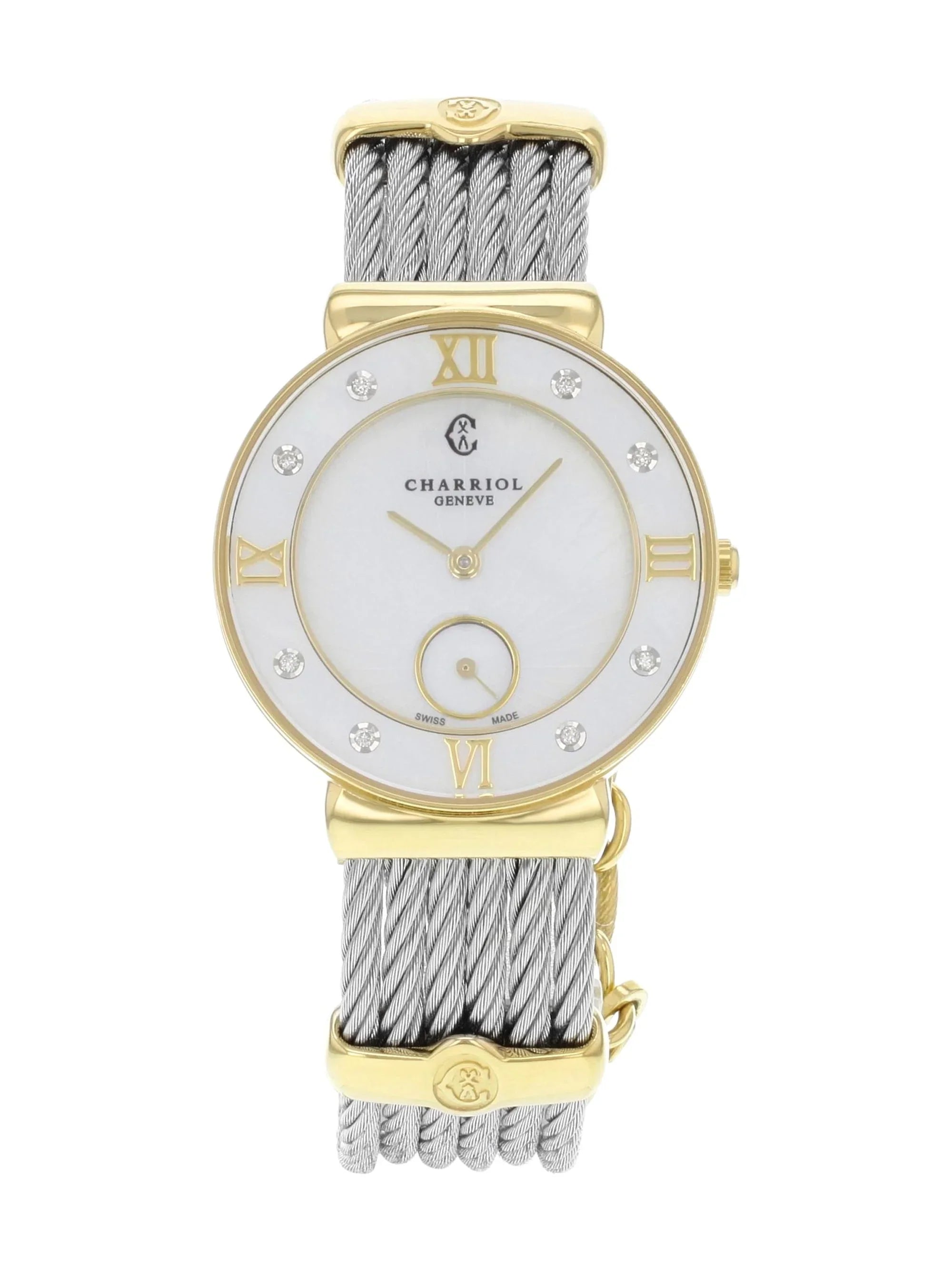 New Charriol St Tropez MOP Diamonds Steel Quartz Ladies Watch ST30YD.560.009