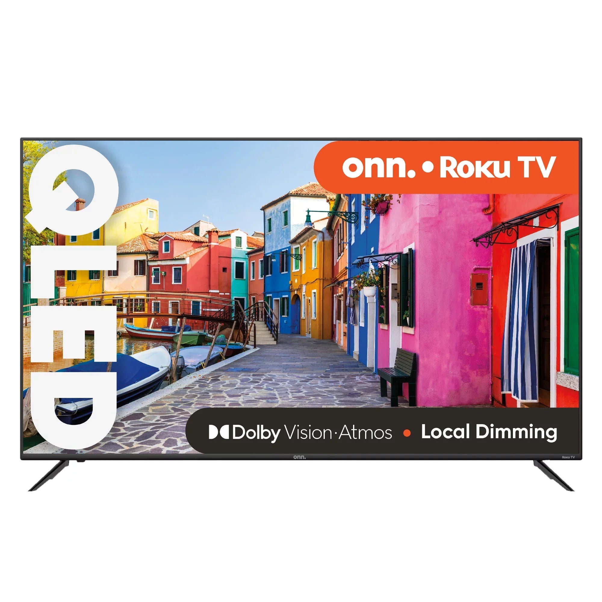 onn. 70” QLED 4K UHD (2160p) Roku Smart TV with Dolby Atmos, Dolby Vision, Local Dimming, 120hz Effective Refresh Rate, and HDR (100071708)