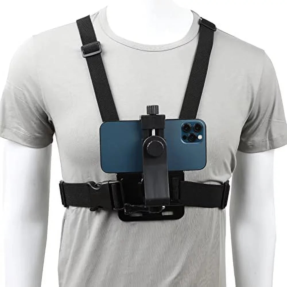 Mobile Phone Chest Strap Mount,Harness Strap Holder Universal Cell Phone Clip for Action Camera POV Compatible with Gopro Akaso Samsung iPhone etc