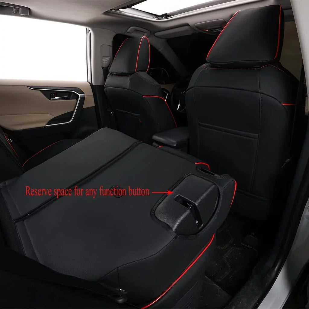 EKR Custom Fit Taos Car Seat Covers for Volkswagen Taos S SE 2022 2023-Full Set Leather Auto Seat Covers(Black with Red Trim)