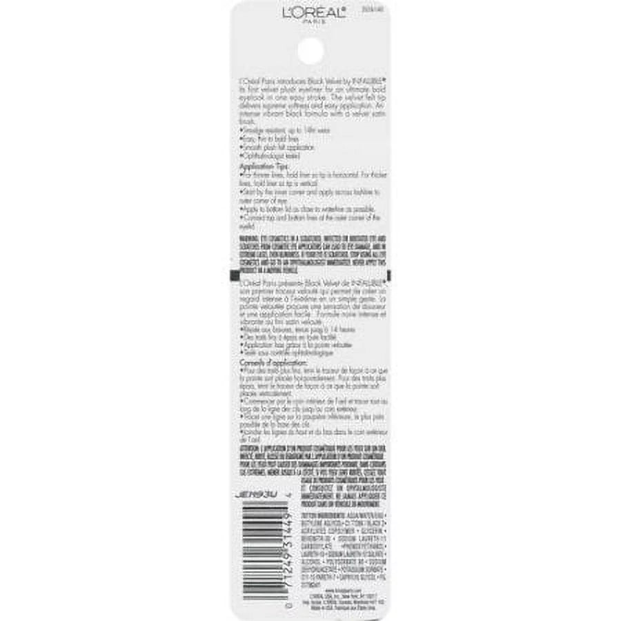 L'Oreal Paris Cosmetics Infallible Velvet Liner, Black, 0.56 Ounce