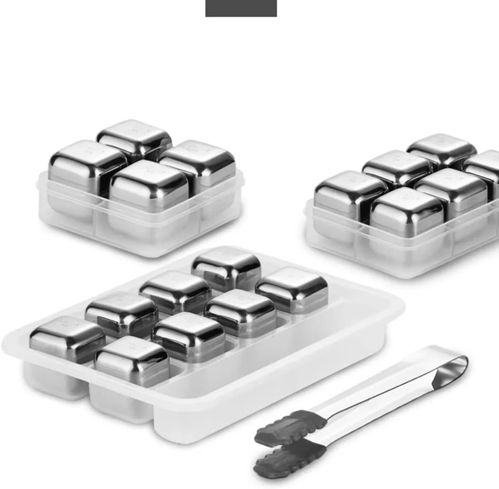 Whiskey Ice Cubes Stainless Steel Ice Cubes for Drinks Chilling Set of 4/6/8 with Box, Reusable Metal Whiskey Stones, Wine Chiller Rocks No Dilution Waterless Ice for Scotch, Vodka, Rum (Size : 6 pcs