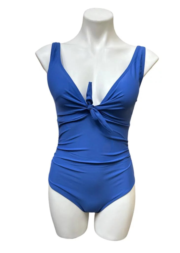 Nicole Miller BLUE YONDER Sweetheart Center Tie One Piece Swimsuit, US Small