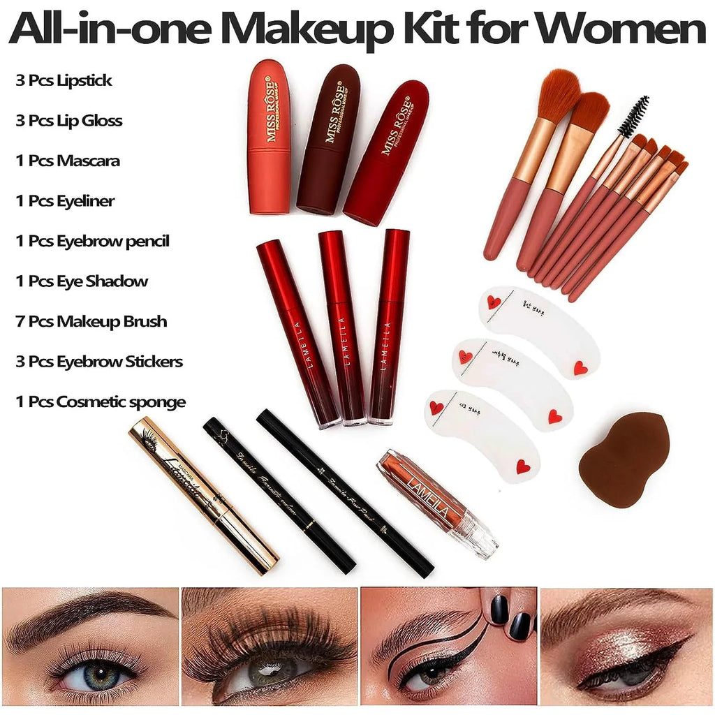 MISS ROSE 187 Colors Professional Makeup Kit,Makeup Sets Combination,All in One Makeup Kits for Women Full Kit - Makeup Gift Set for Women Girls