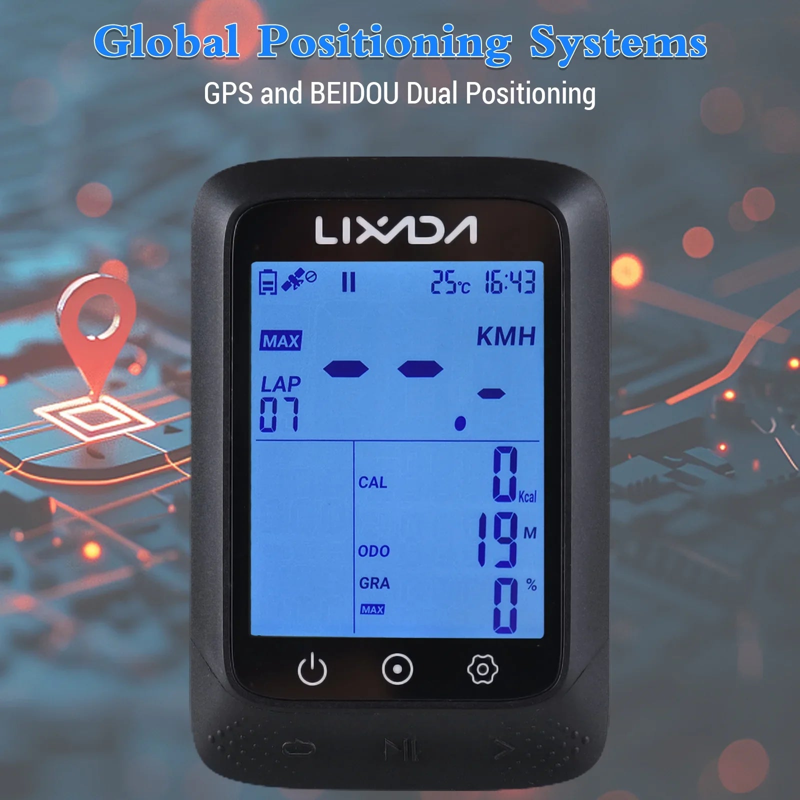 Lixada Wireless Bike GPS Computer with ANT+ Sensor Waterproof 2.3in BT Compatible Strava APP Altitude Gradient