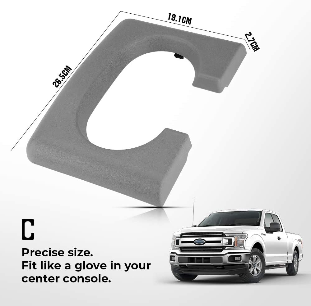 JOYTUTUS Center Console Cup Holder Replacement Pad Fits F150, Bench Seat Center Console Parts Replacement (Gray)