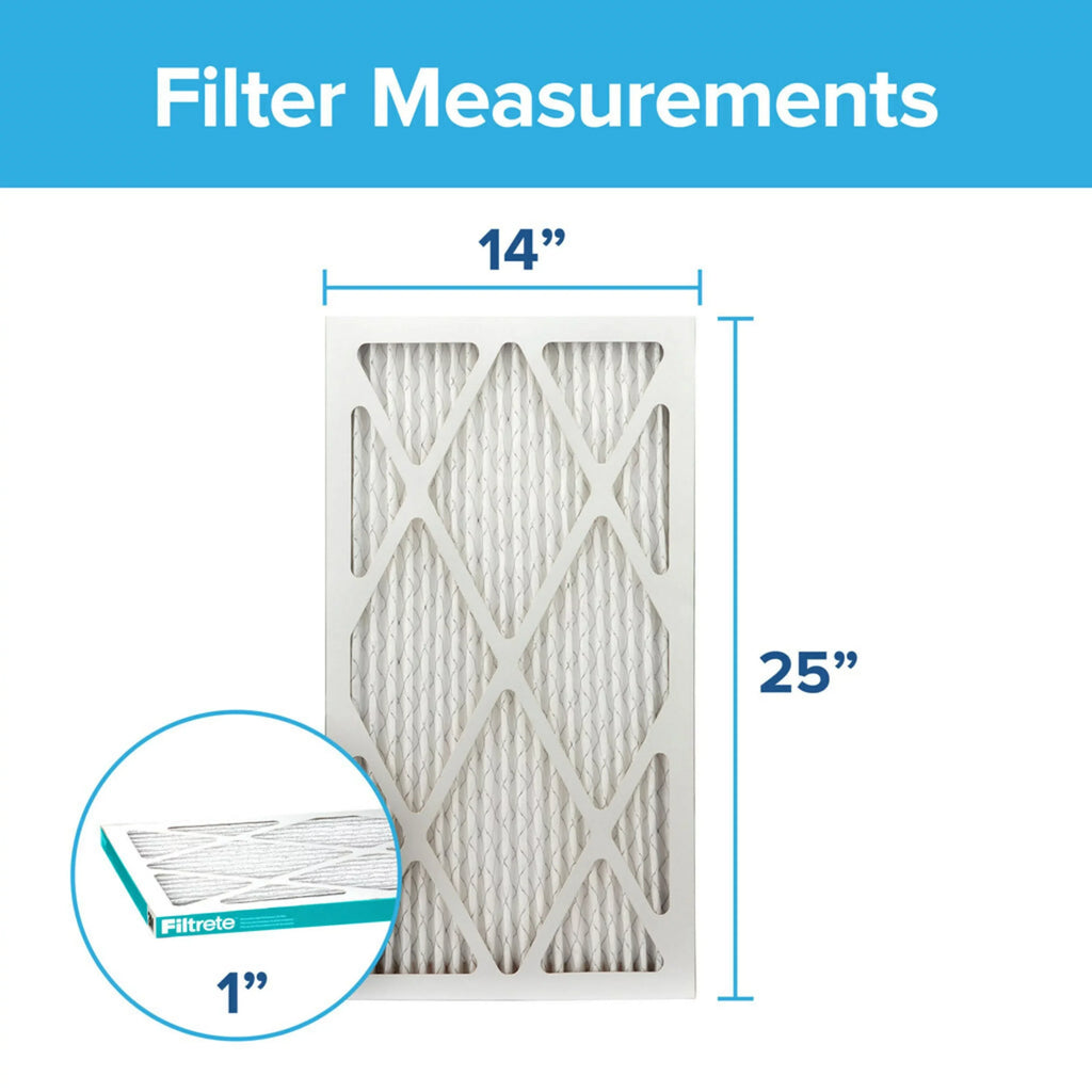 Filtrete by 3M 14x25x1, MERV 11, Allergen Reduction HVAC Furnace Air Filter, 1200 MPR, 4 Filters