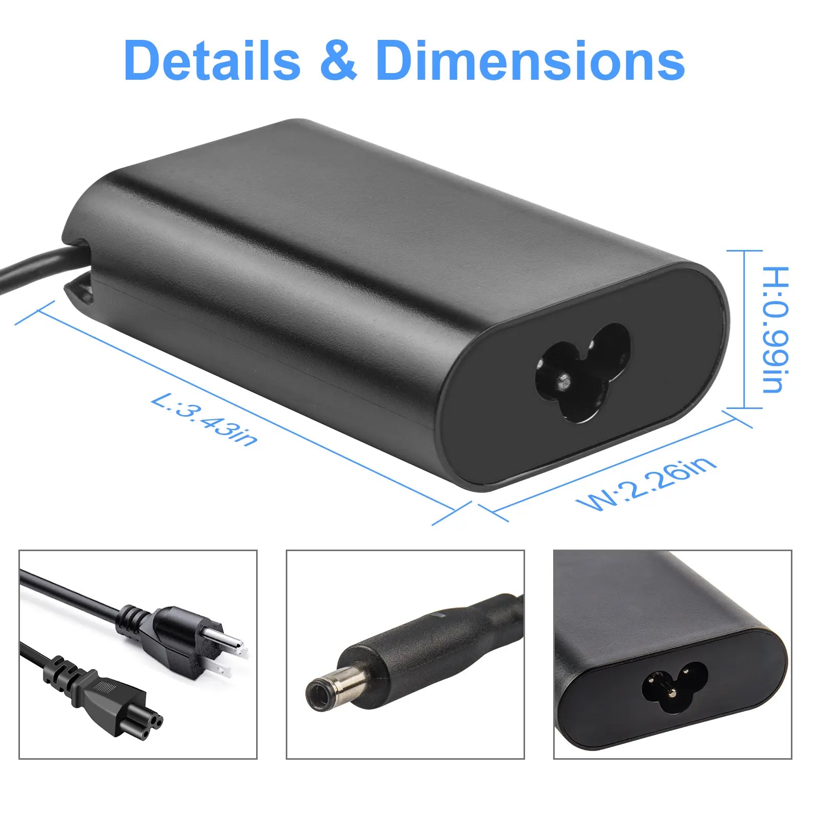 65W AC Adapter Portable PC Charger LA45NM121 for Dell XPS 13 9333 9343 9350 9360 US
