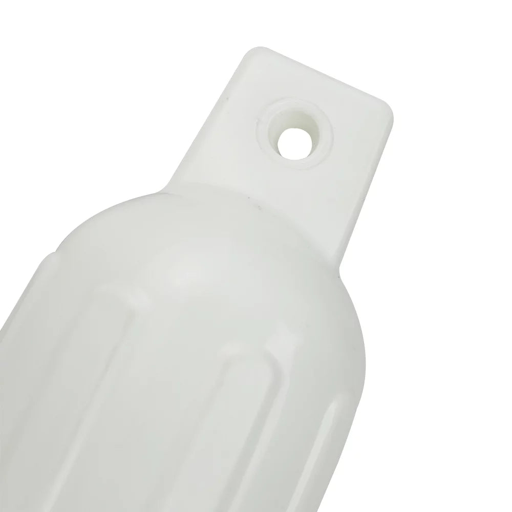 MSC Vinyl Ribbed Boat Fenders Bumpers (White, 4.5" x 16"), 4 Fenders including fender lines and inflators