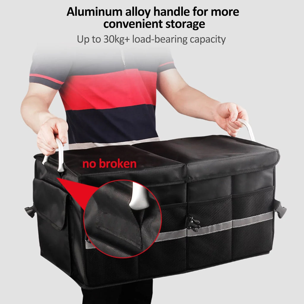 Folding Car Storage Box, Car Trunk Organizer, Oxford Cloth, Reflective Strip, 28L
