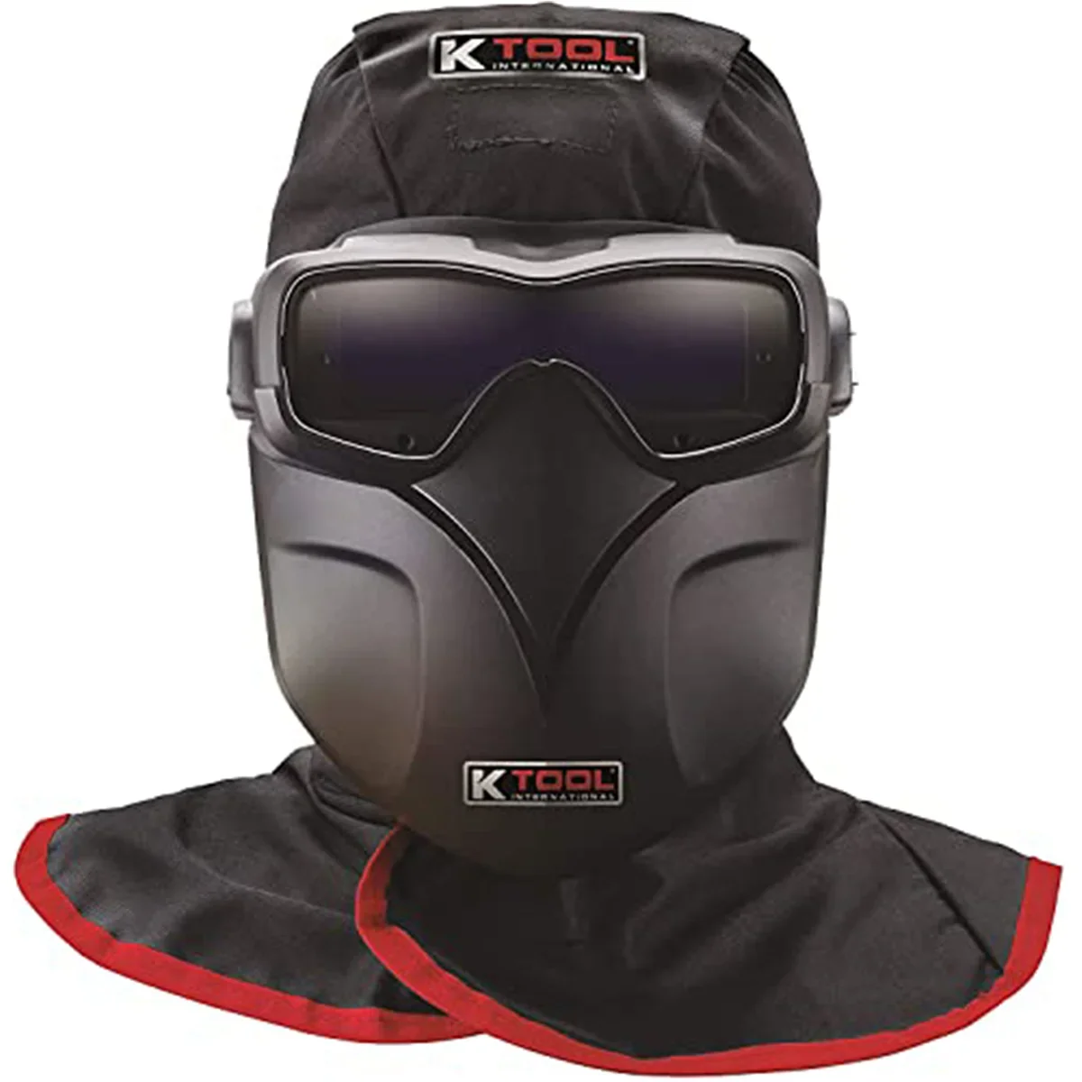 K Tool International 70046 Auto Darkening Welding Goggle Kit for Garages, Repair Shops, and DIY, Lightweight, 5-13 Adjustable Shades, Fire Retardant Hood, Bump Cap, Shield and Carrying Bag, Black/Red