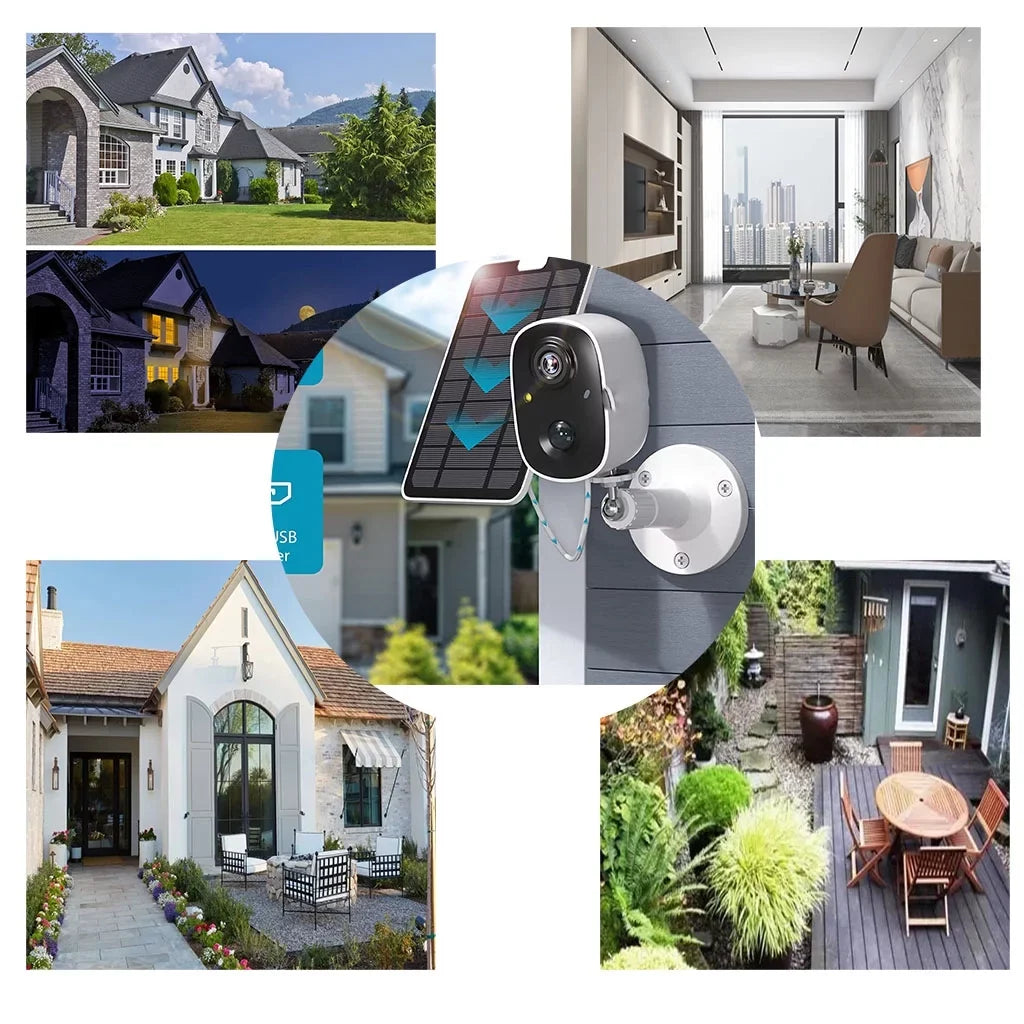Solar Powe Security Camera Wireless Outdoor, 1080P Color Night Vision WiFi Battery Surveillance Camera, Motion Detection, 2-Way Audio, Siren Alarm,Cloud/SD Storage,IP65 Waterproof