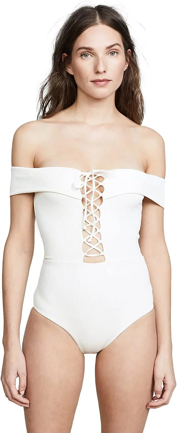 L*Space CREAM Anja Classic One Piece Swimsuit, US 4