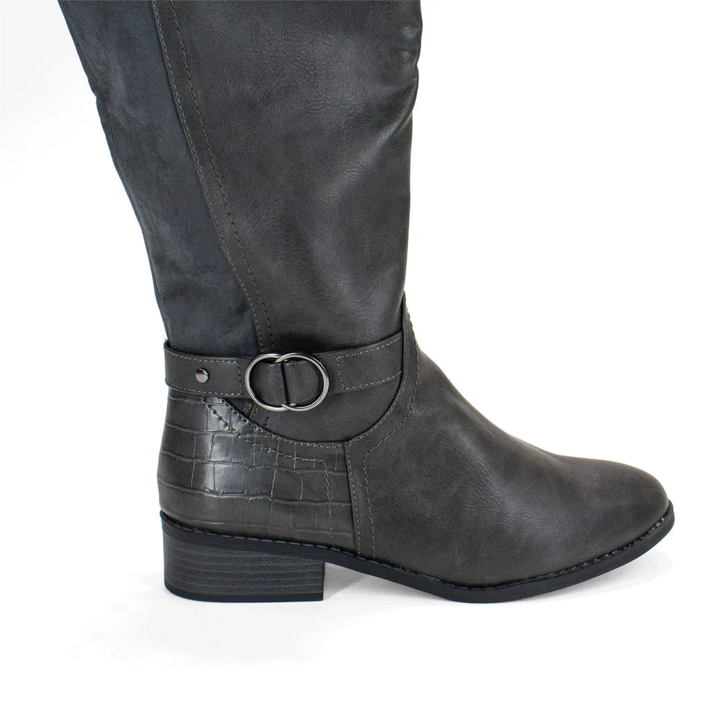 Karen Scott Women's Leandraa Extra Wide Calf Riding Boot, Grey,8 M US