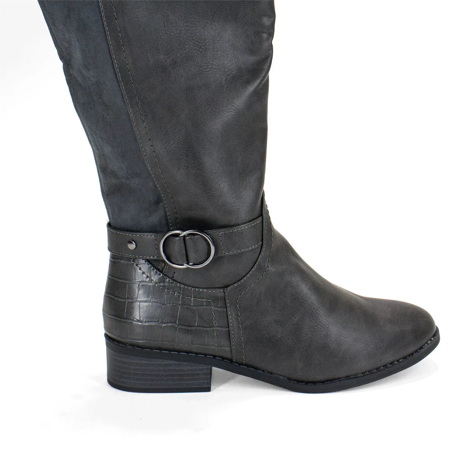 Karen Scott Women's Leandraa Extra Wide Calf Riding Boot, Grey,8 M US