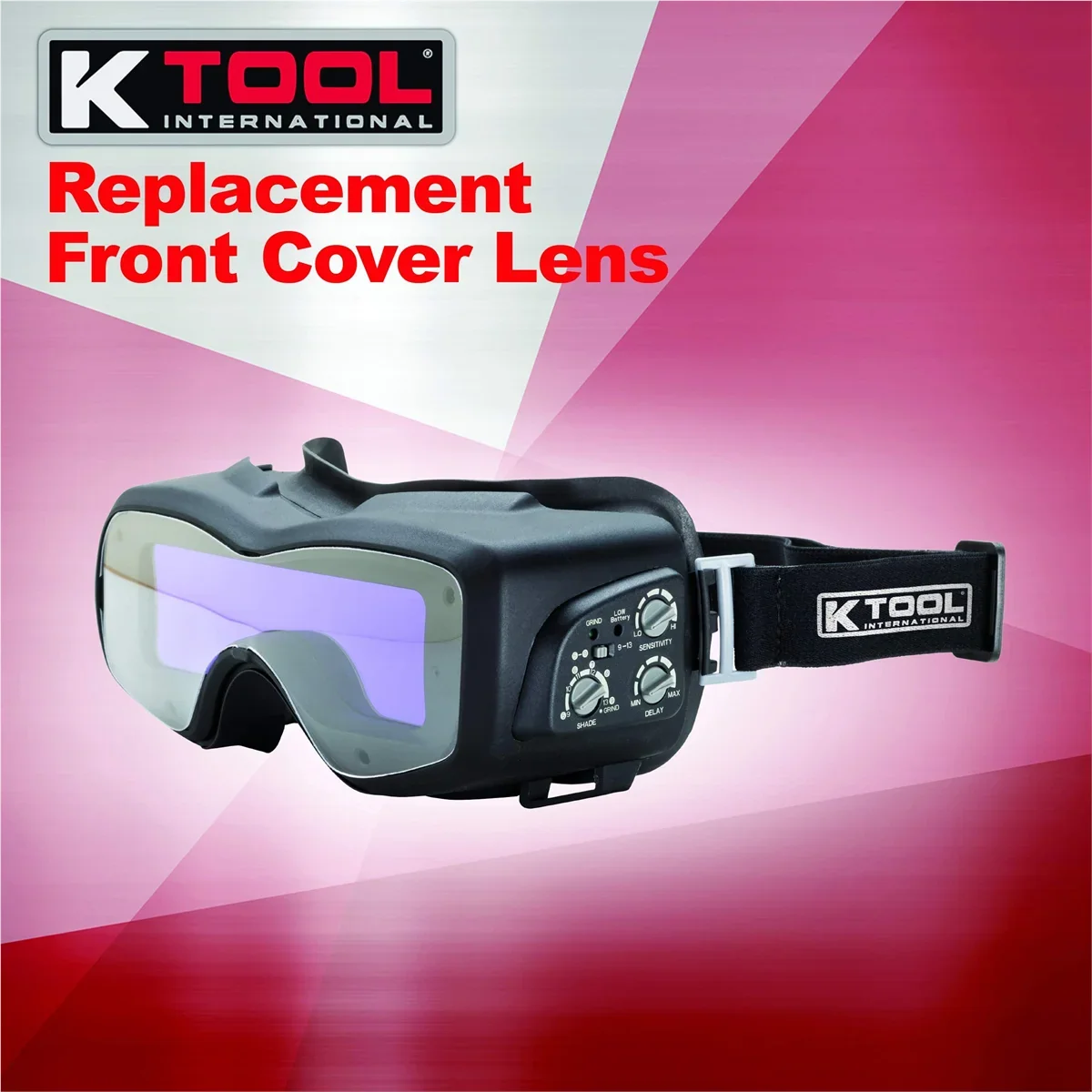K Tool International 70046 Auto Darkening Welding Goggle Kit for Garages, Repair Shops, and DIY, Lightweight, 5-13 Adjustable Shades, Fire Retardant Hood, Bump Cap, Shield and Carrying Bag, Black/Red