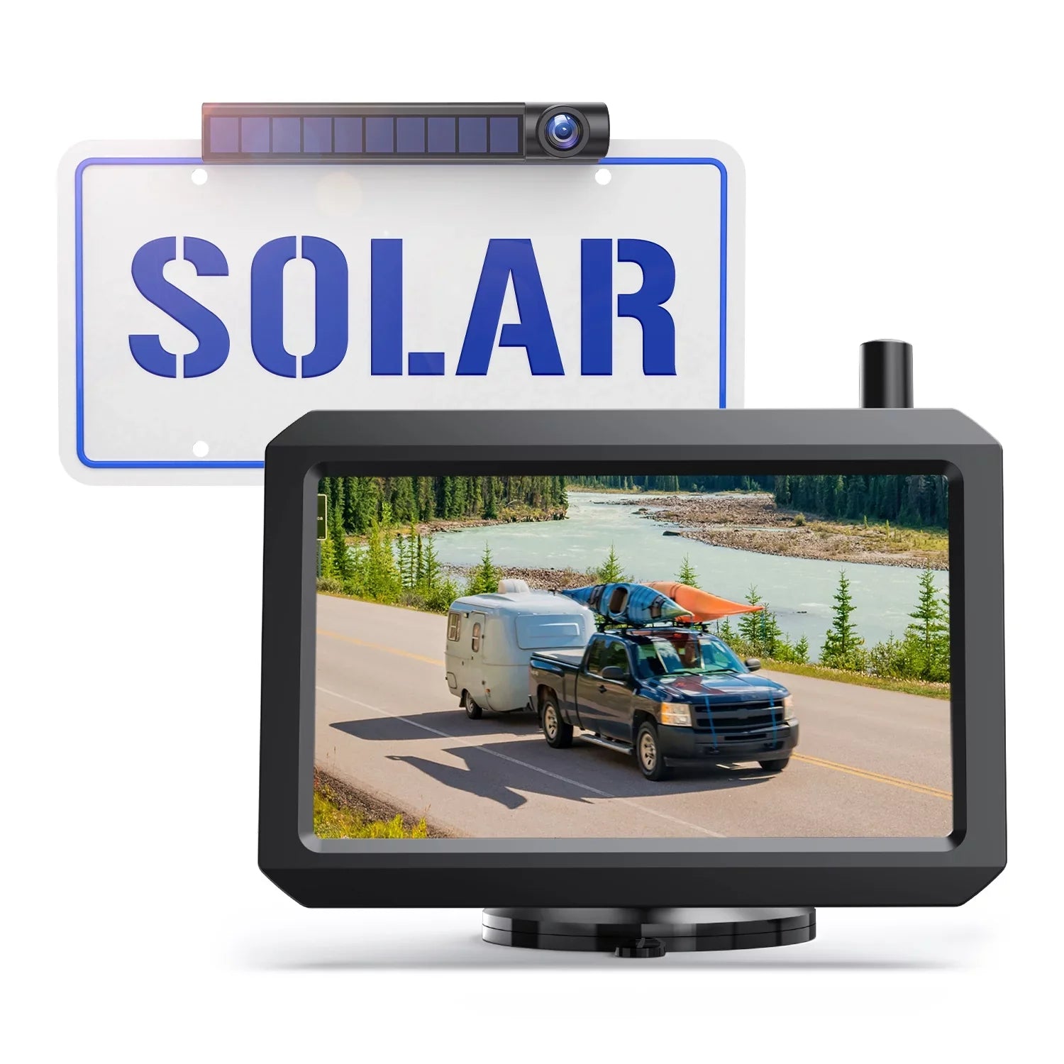 Solar Wireless Backup Camera Trailer Rear View Camera HD Reverse Assistance Supports 2 Cameras