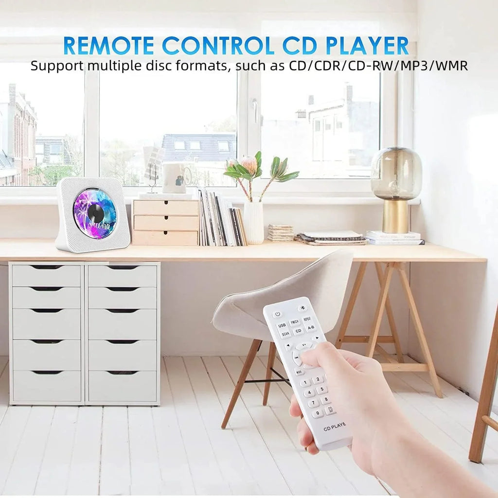 Gueray Portable CD Player with Bluetooth, Desktop CD Music Players for Home Built-in Double HiFi Sound Speakers, Support AUX&USB Headphone Jack, FM Radio Boombox, LCD Screen Monitor for Kids Gift