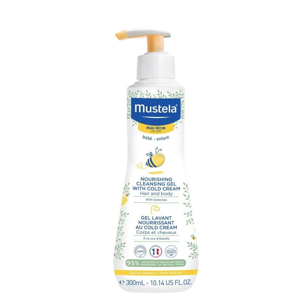 Mustela Baby Nourishing Dry Skin Cleansing Gel with Cold Cream For Hair & Body - 10.14 oz, 2-pack