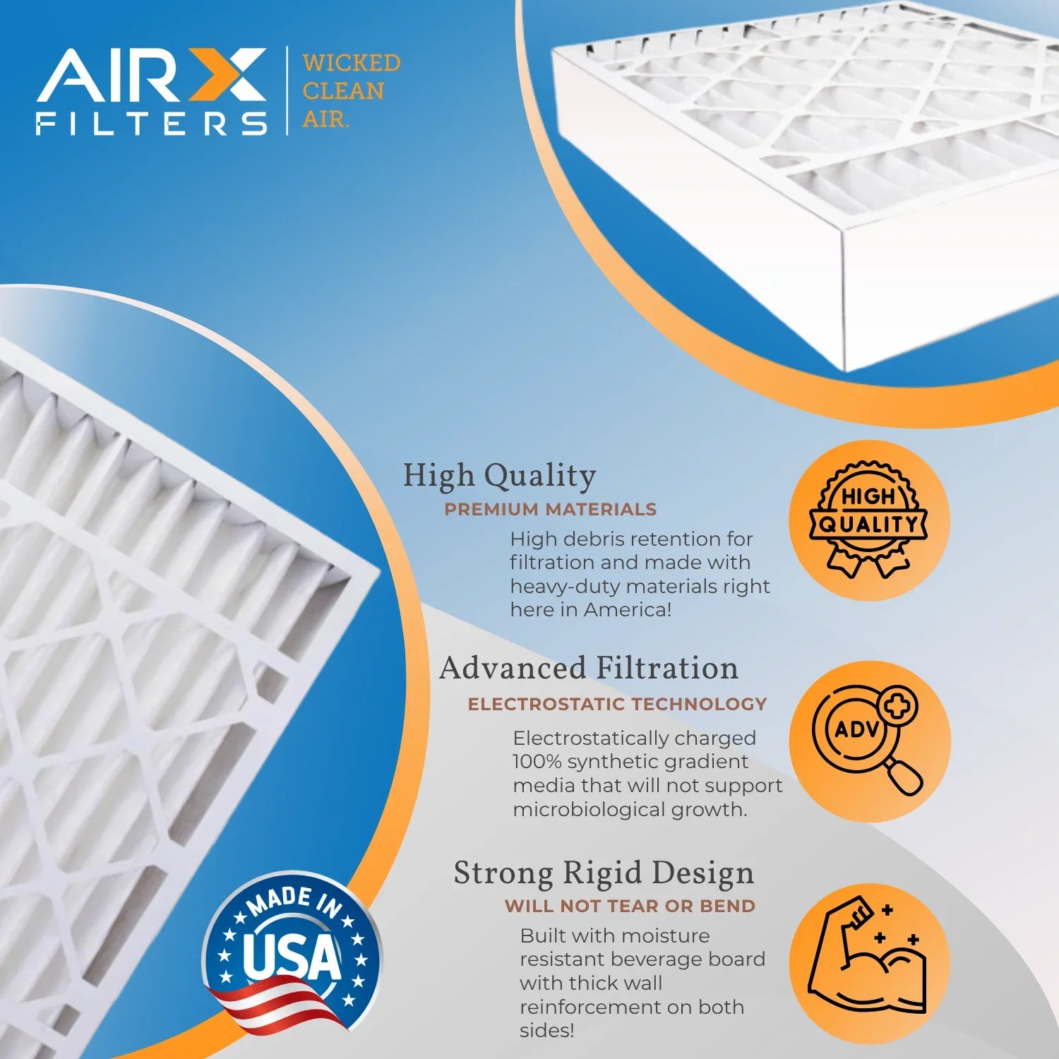 20x25x6 Air Filter MERV 11 Comparable to MPR 1000, MPR 1200 & FPR 7 Compatible with Aprilaire 201 Premium USA Made 20x25x6 Furnace Filter 1 Single Filter by AIRX FILTERS WICKED CLEAN AIR.