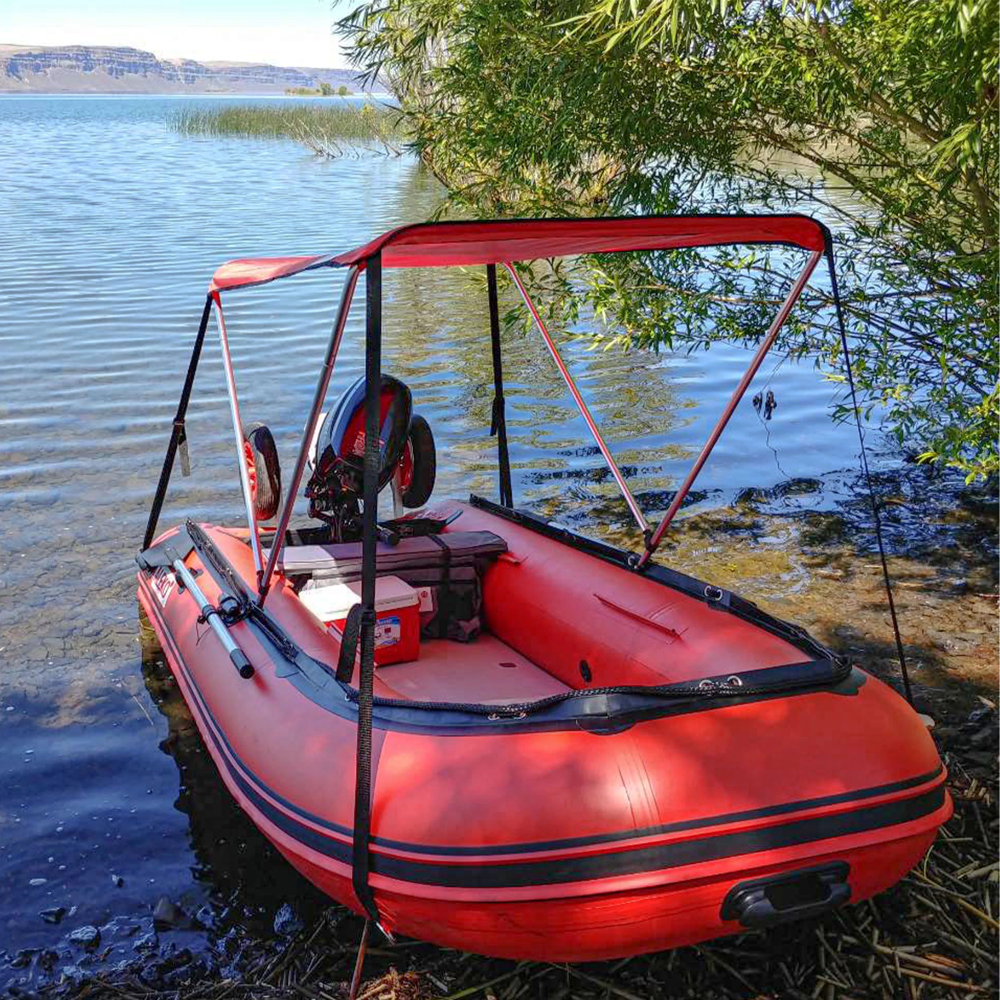 ALEKO Inflatable Boat with Air Deck Floor - 10.5 Ft - Red