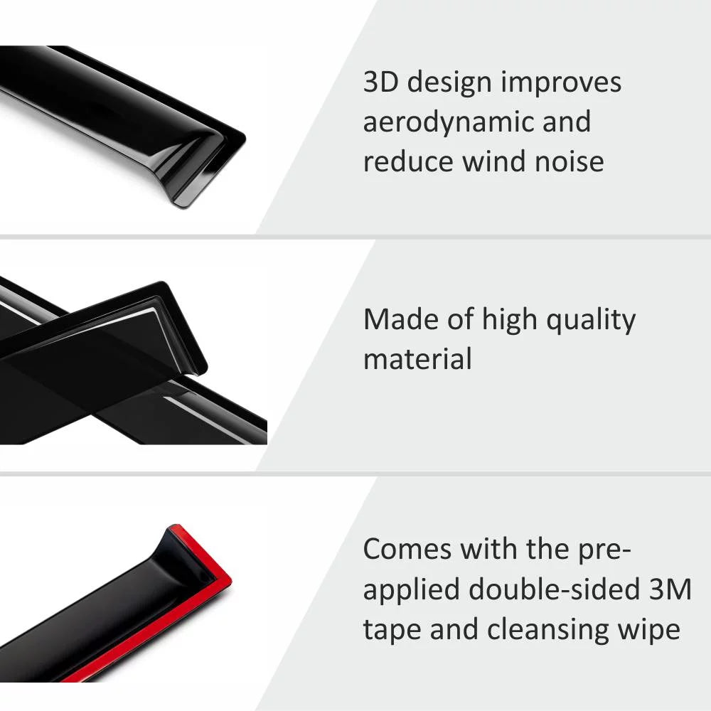 Voron Glass Tape-on Extra Durable Rain Guards for Subaru XV Crosstrek 2018-2024, Window Deflectors, Vent Window Visors, 6 Pieces - 100489