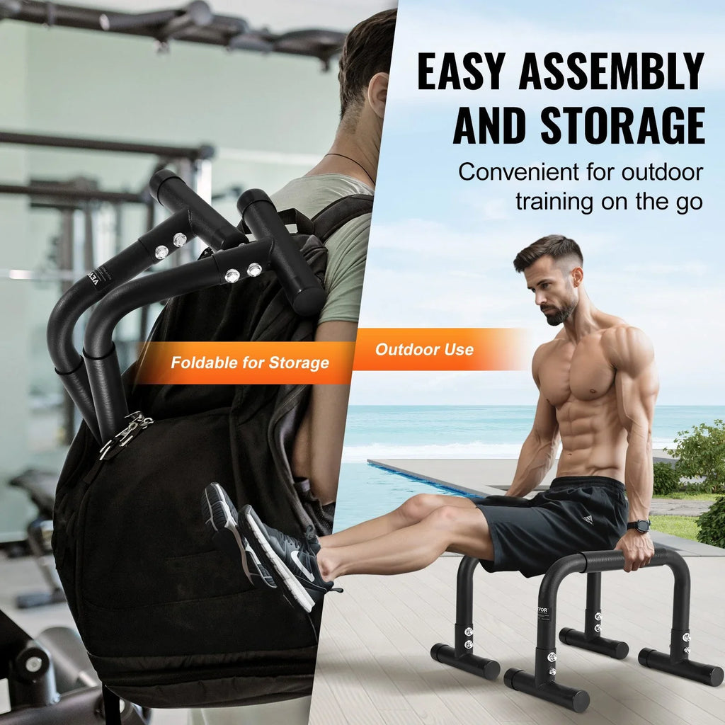VEVOR Heavy-Duty Dip Bars, 500 lbs Capacity, Fitness Workout Stand with Stabilizers - Ideal for Home Gym, Office, and Outdoor Strength Training