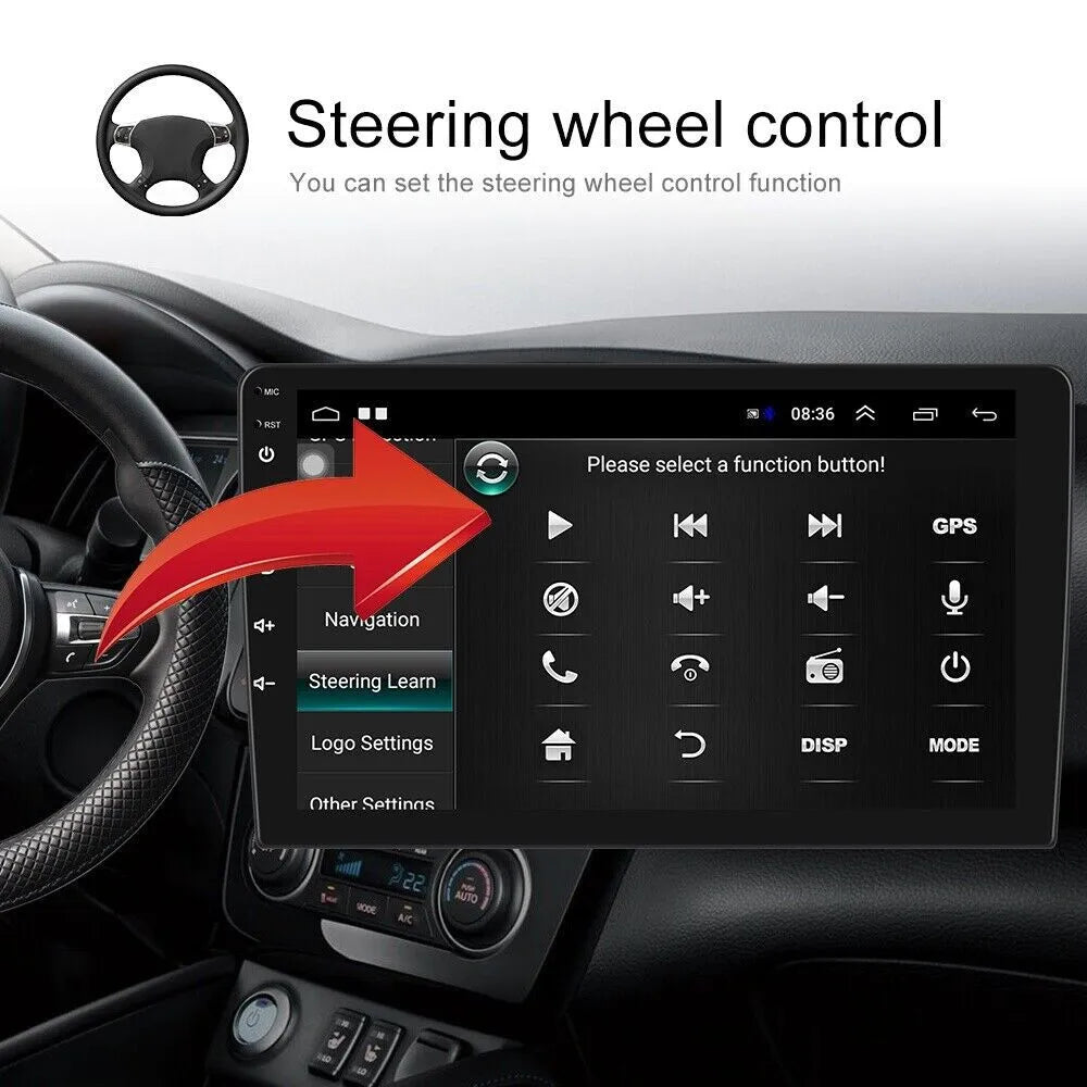 Single 1 DIN Rotatable 10.1'' 1280*720 IPS Android 12 2+32GB Bluetooth Car GPS Navigation WiFi Stereo Radio Apple CarPlay