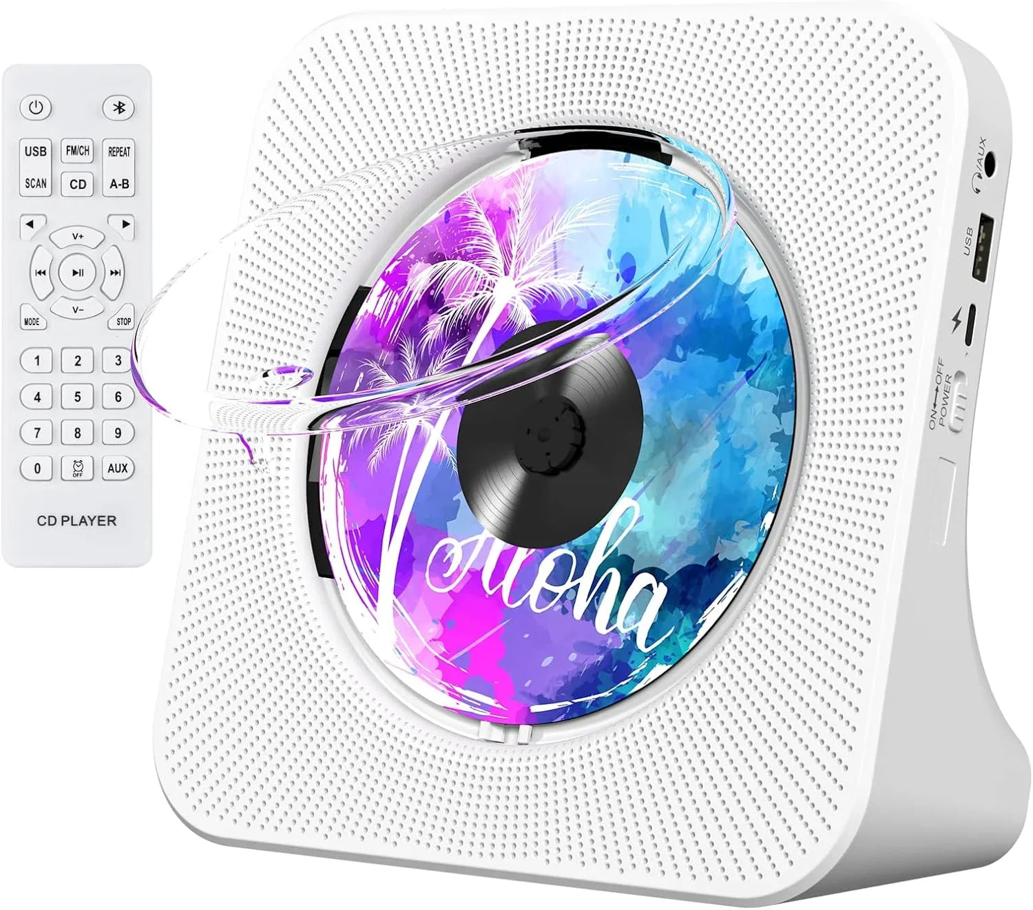 Gueray Portable CD Player with Bluetooth, Desktop CD Music Players for Home Built-in Double HiFi Sound Speakers, Support AUX&USB Headphone Jack, FM Radio Boombox, LCD Screen Monitor for Kids Gift