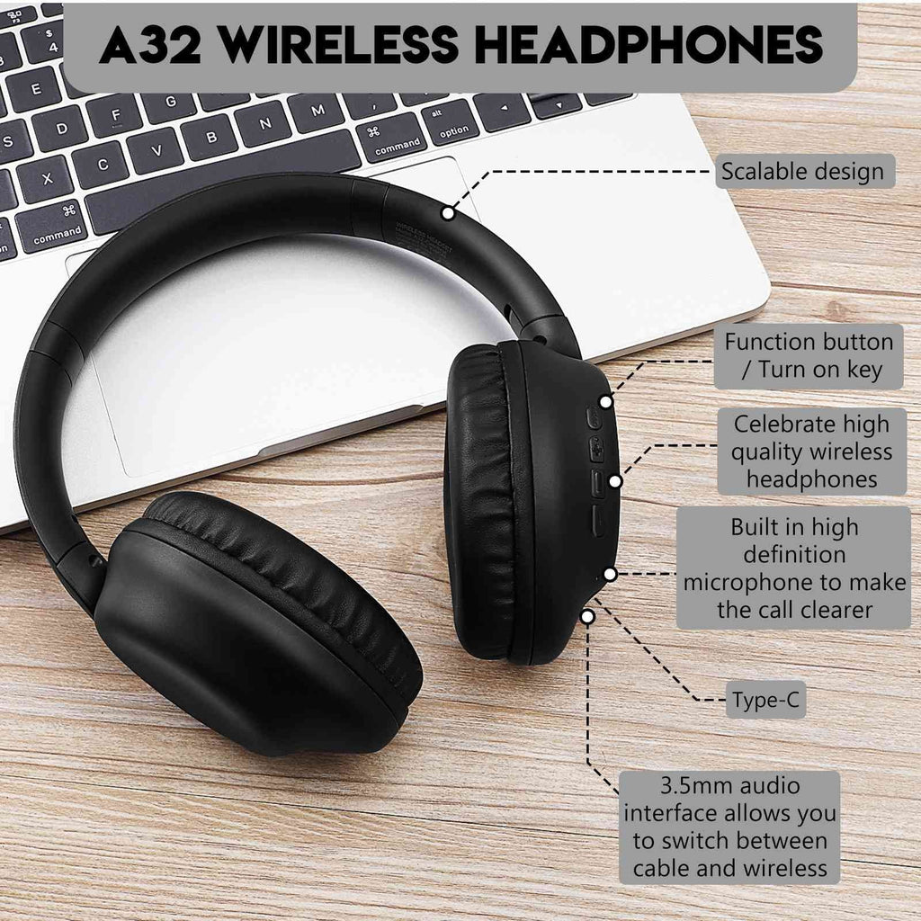 UrbanX UX991 Wireless Bluetooth Stereo Earphones High Display Quality Audio Deep Bass Superior Comfort Over The Ear Headphones with Mic for HTC Desire 628 phone Call Support