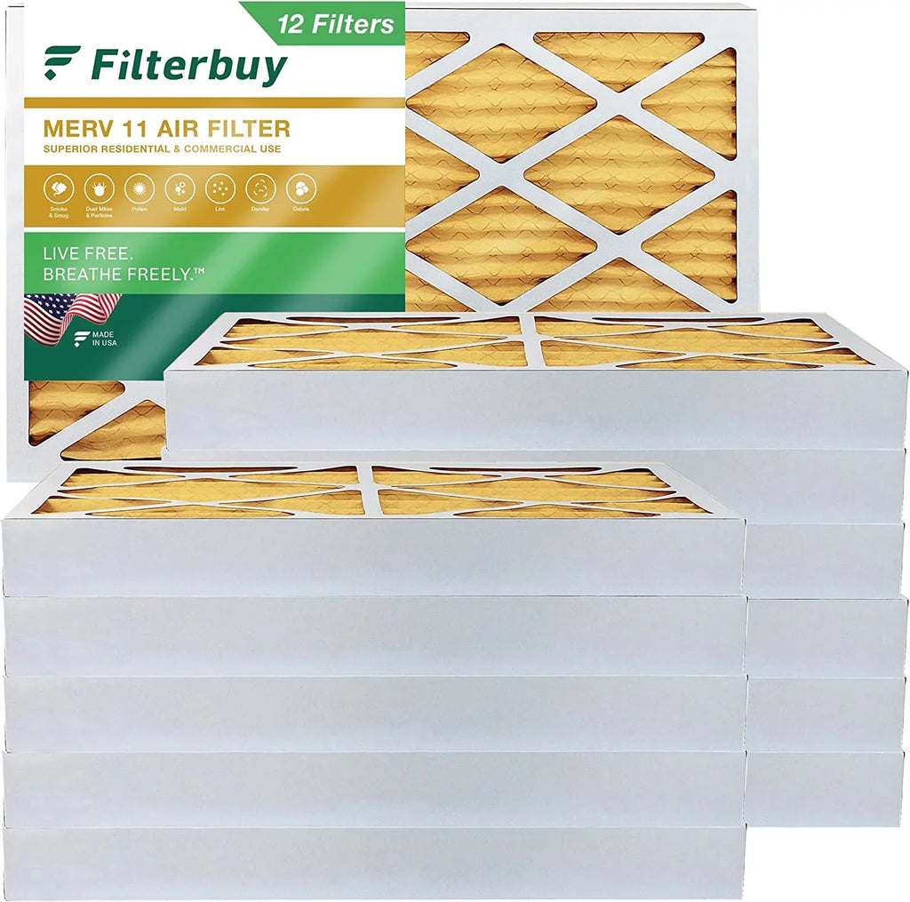 Filterbuy 10x25x4 MERV 11 Pleated HVAC AC Furnace Air Filters (12-Pack)