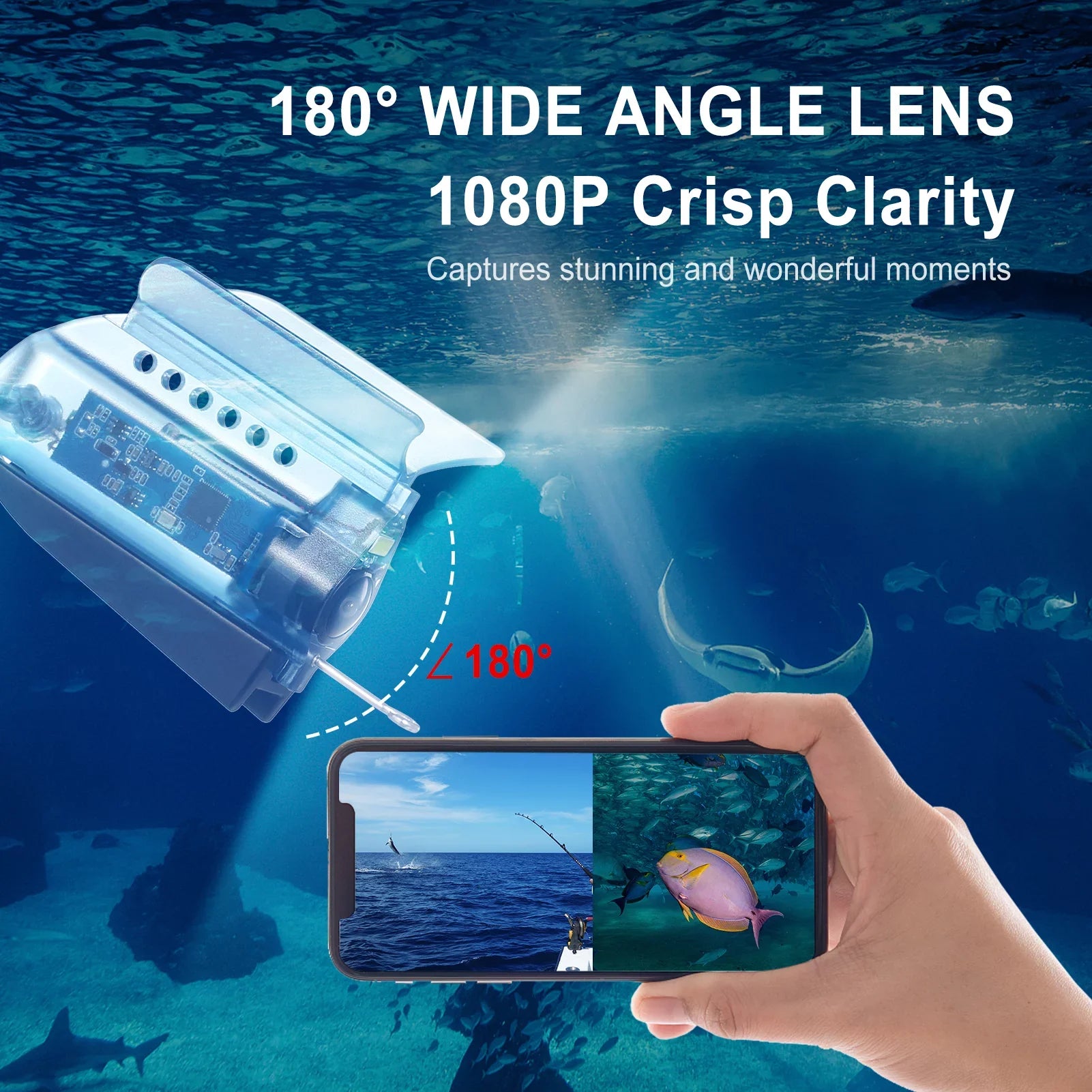 Gofishup 1080P Underwater Fishing Camera Fish Finder with APP Control, Live Video for Ice Lake Sea Boat Kayak Fishing