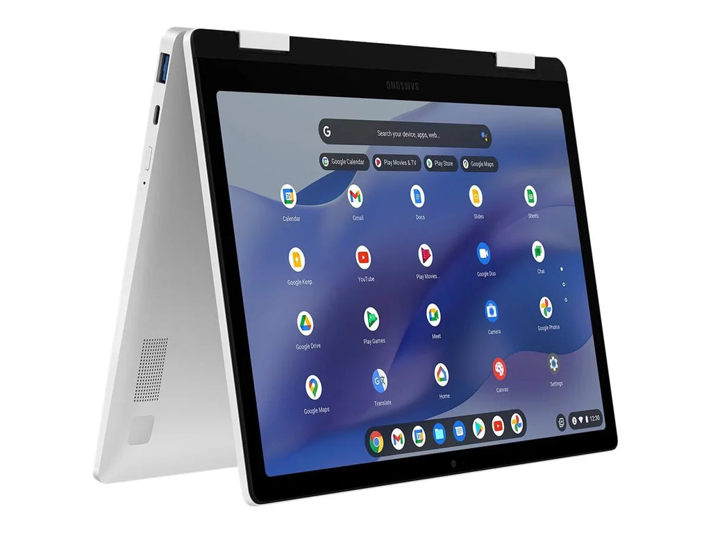 Samsung Galaxy Chromebook 2 360 - Flip design - Chipset Celeron N4500 / 1.1 GHz - Chrome OS - UHD Graphics - 4 GB RAM - 128 GB eMMC - 12.4" touchscreen 2560 x 1600 (WQXGA) - Wi-Fi 6 - silver - kbd: US