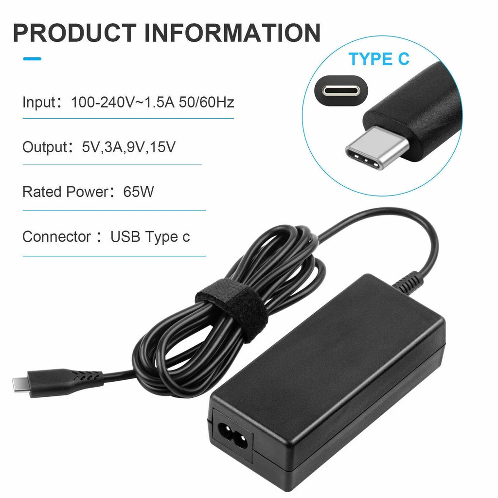 5PCS 65W USB-C Type-C AC Adapter Charger For Dell ASUS Acer HP Lenovo