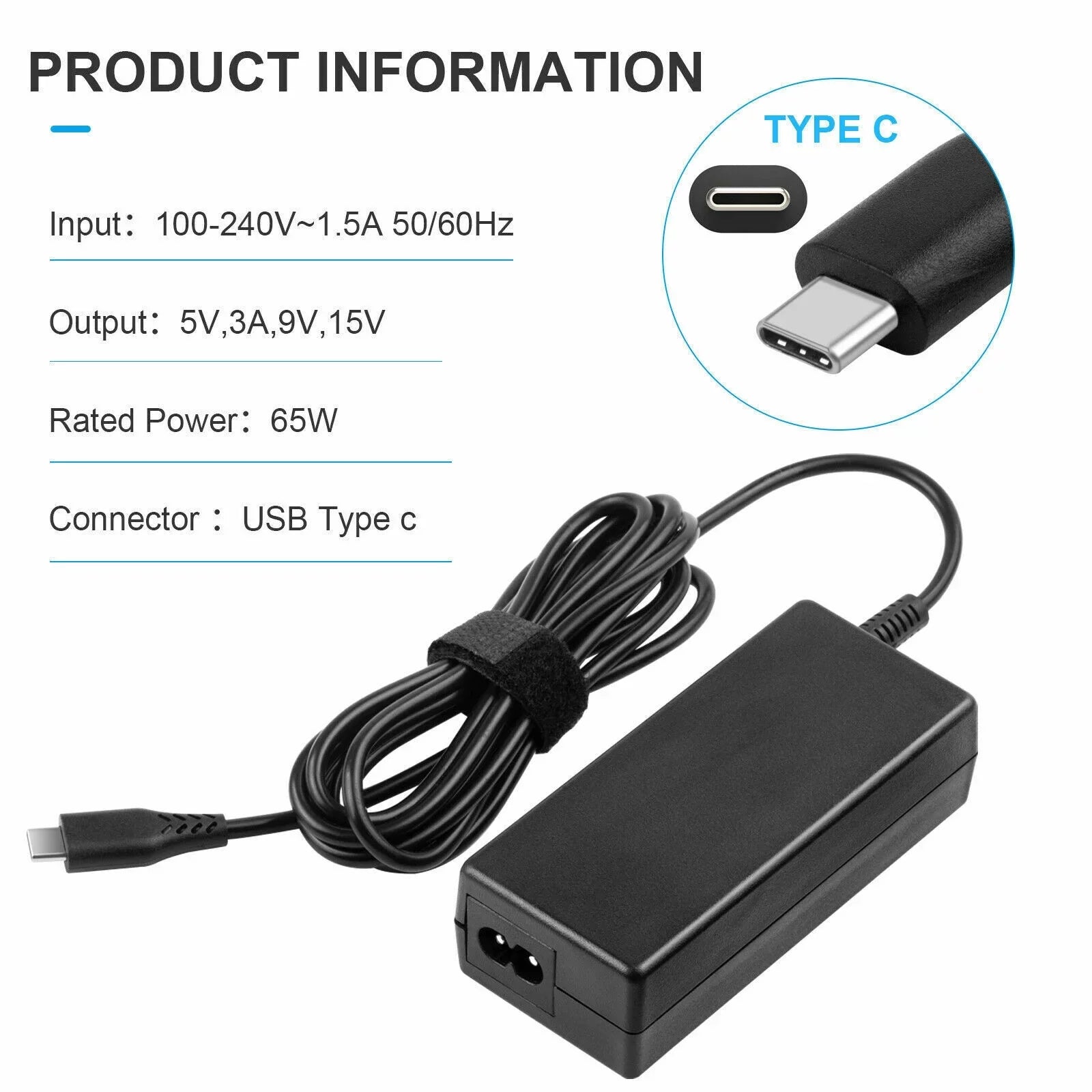 5PCS 65W USB-C Type-C AC Adapter Charger For Dell ASUS Acer HP Lenovo