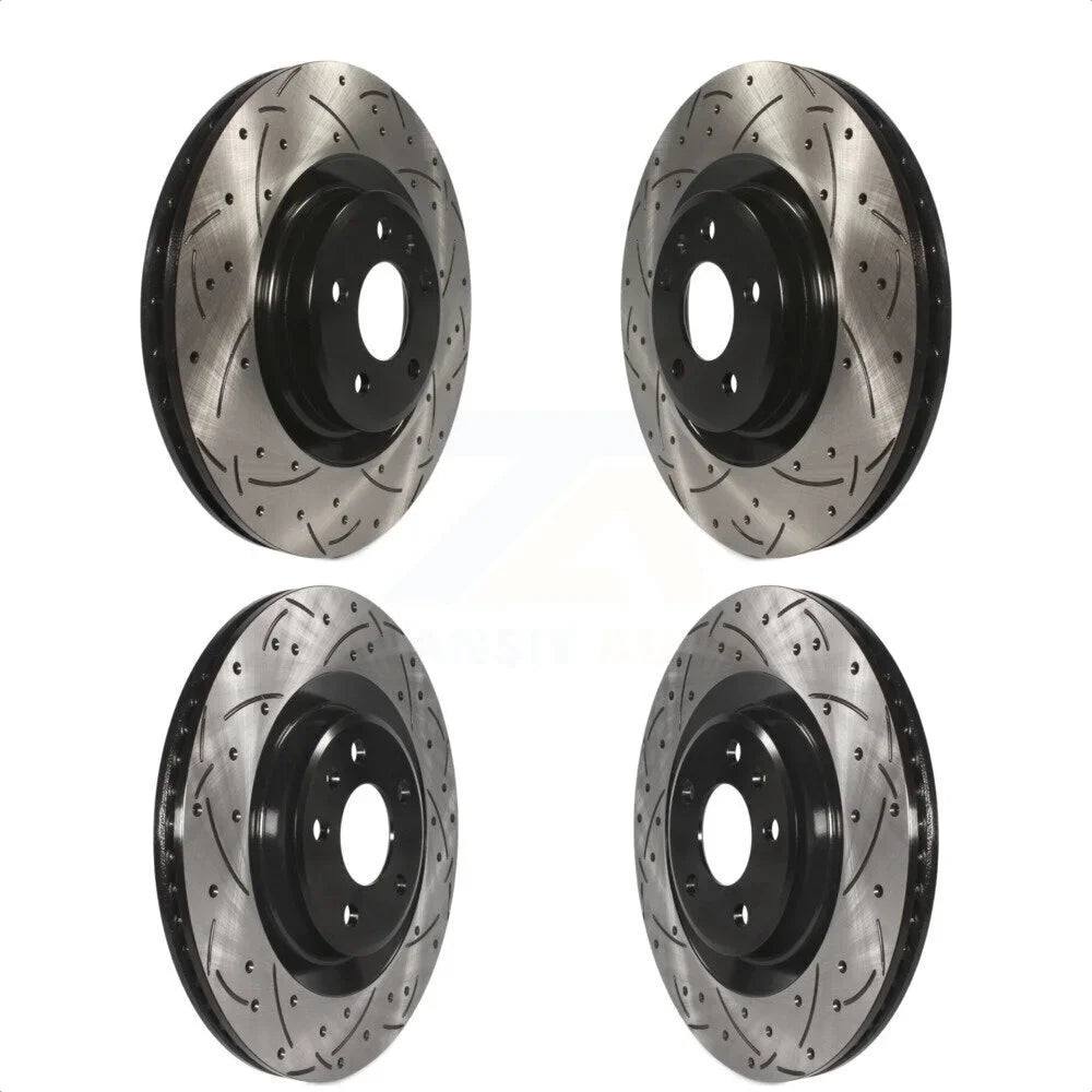 Front Rear Coated Drilled Slotted Disc Brake Rotors Kit For Audi Q5 Porsche Macan A6 Quattro S4 S5 A7 KD-100319