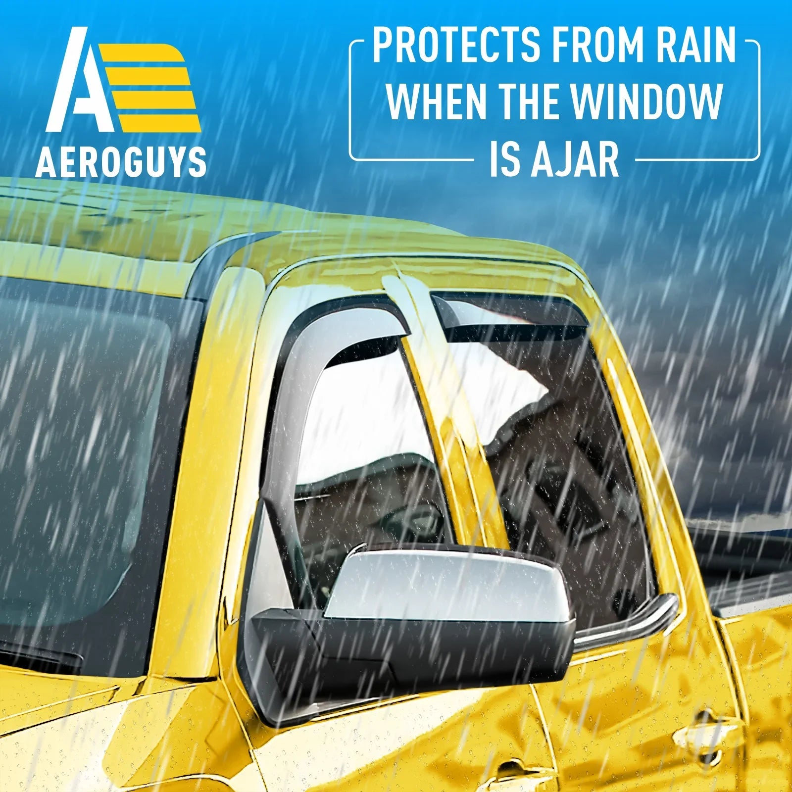 AEROGUYS In-Channel Window Deflectors Extra Durable Window Visors Rain Guards Fit for Chevrolet (Chevy) Silverado 1500 2014-2018 Crew Cab, Sun Visors, Wind Vent Visors, Truck Accessories -4pcs. AG0421