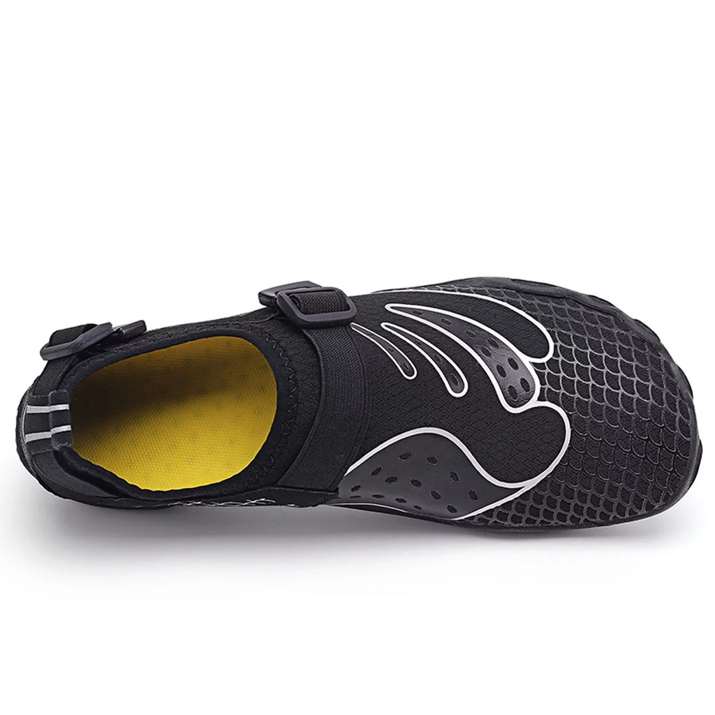 JHLZHS Outdoor Couple Men Waterproof Mountaineering Casual Sport Shoes Buckle Strap Beach Running Breathable Soft Bottom Shoes Black