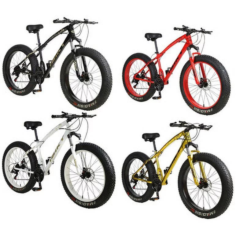 26" 21 Speed 4.0 Fat Tire Mountain Bike Snow Bicycle Grass Sand Fatbike Mens