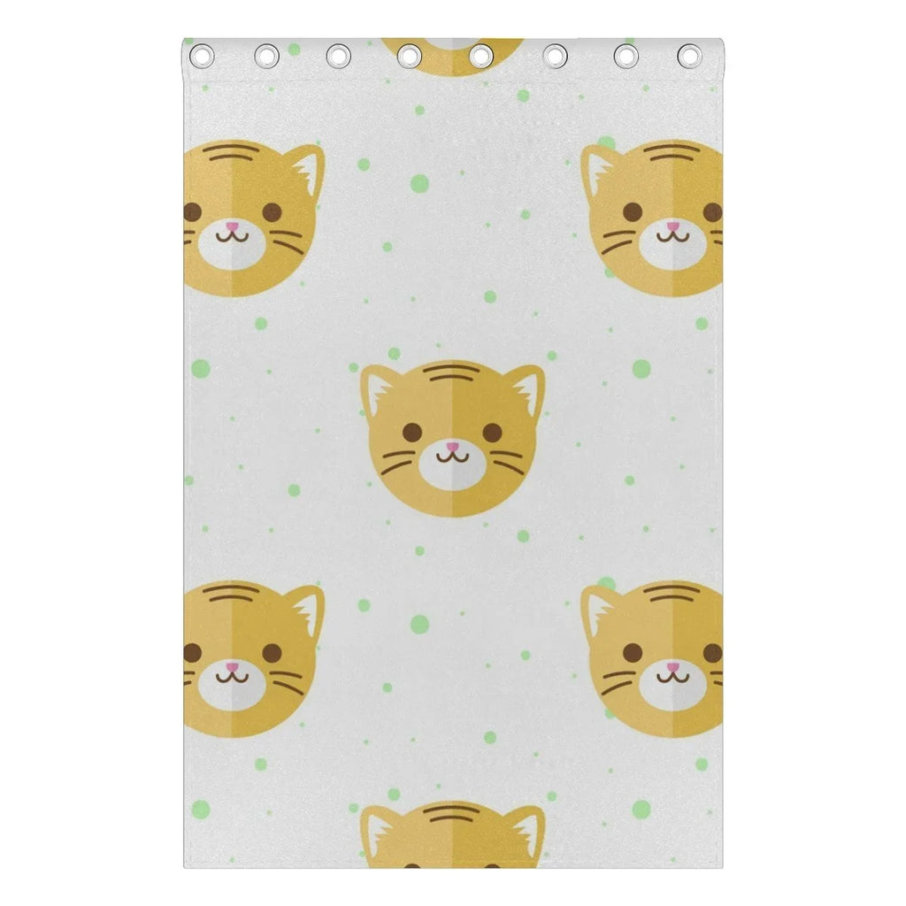 POPCreation Flat Cartoon Tiger Heads Pattern Window Curtain Blackout Curtains Darkening Thermal Blind Curtain for Bedroom Living Room,2 Panel (52Wx84L Inches)