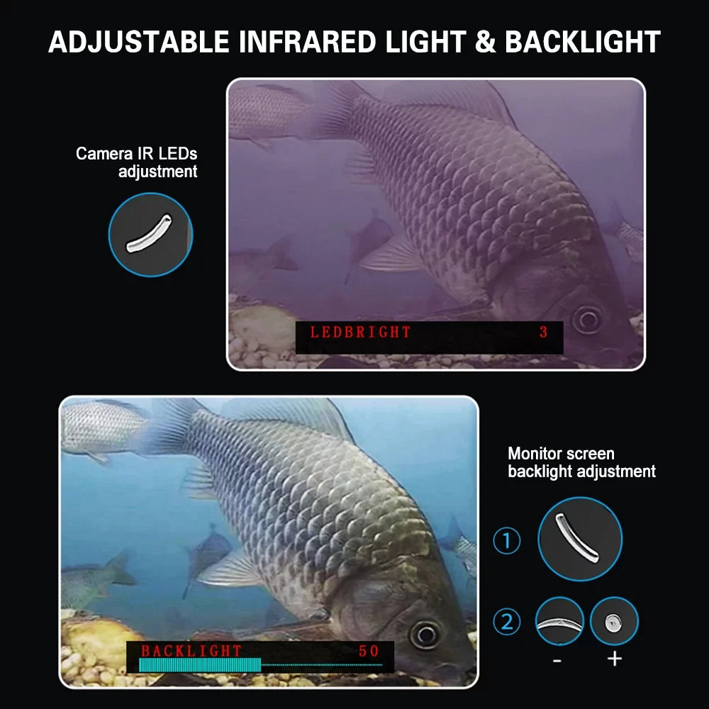Portable Underwater Fishing Camera Waterproof 720P Fish Finder with LCD Screen Ideal for Sea Boat Fishing