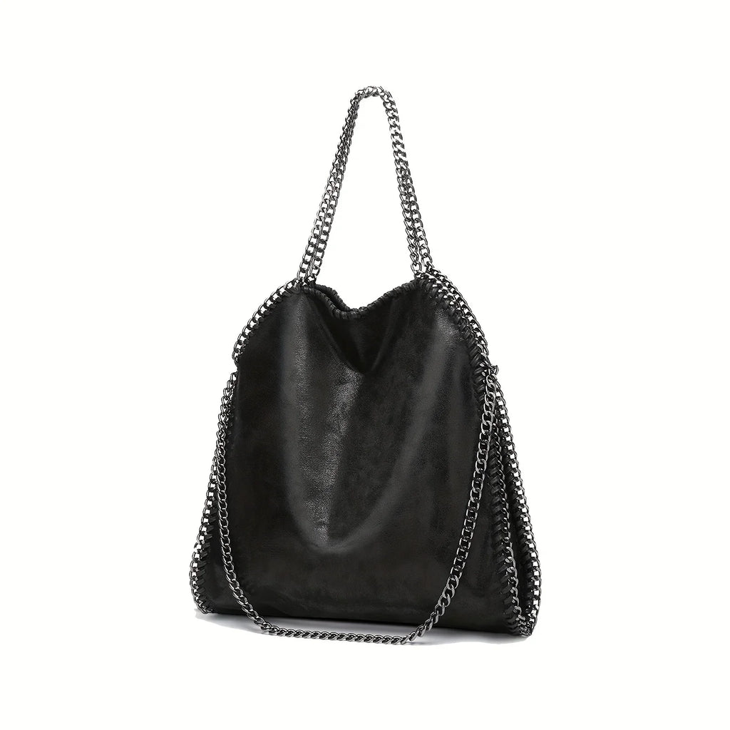 moocr Handbags Soft Leather Fashion Designer Top-Handle Casual Pocket Ladies Tote Portable Chain Large Shoulder Crossbody Shoulder Bags Black Birthday Present