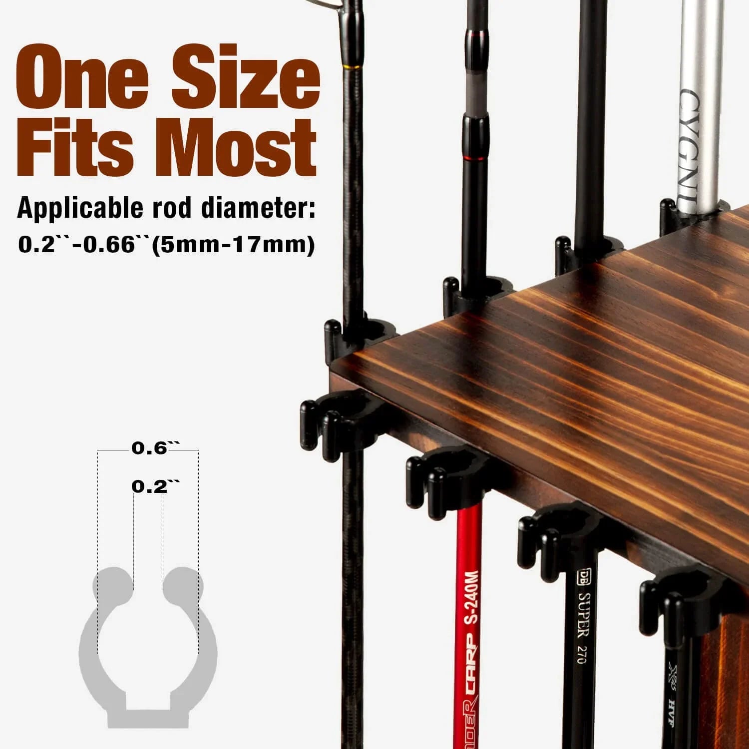 Ghosthorn Fishing Rod Pole Holders for Garage 360 Degree Rotating , Holds up to 16 Rods  Wood  Fishing Gifts for Men