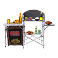 Miumaeov Portable Camping Kitchen Table Picnic Cabinet Folding BBQ Table Storage Rack