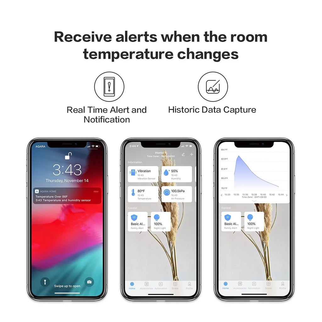 Temperature Sensor Smart Aqara Humidity Sensor for Remote Monitoring and Home Automation REQUIRES AQARA HUB Compatible with Apple HomeKit