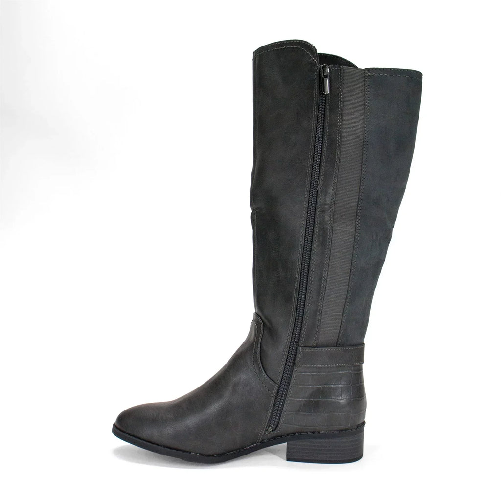 Karen Scott Women's Leandraa Extra Wide Calf Riding Boot, Grey,8 M US