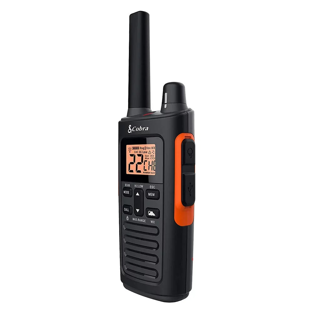 Cobra RX680 Waterproof Walkie Talkies for Adults - Rechargeable, 60 Preset Channels, Long Range 38-Mile Two-Way Radio Set (2-Pack)