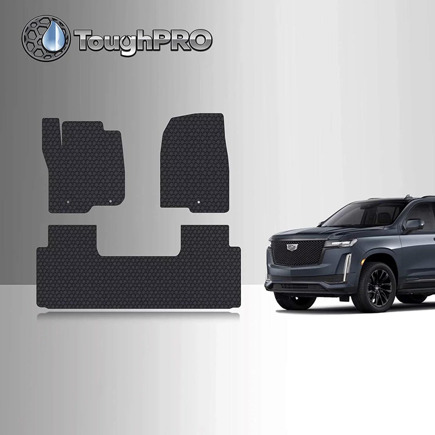 TOUGHPRO Floor Mat Accessories Set (Front Row + 2nd Row) Compatible with Cadillac Escalade ESV - All Weather - Heavy Duty - (Made in USA) - 2021
