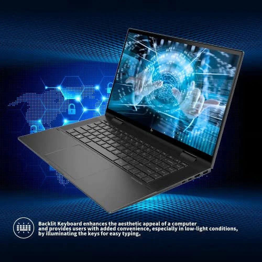 HP 2022 Envy x360 2-in-1 15.6" Touchscreen Computer, AMD Ryzen 7 5825U, 64GB RAM, 2TB PCIe SSD, AMD Radeon Graphics, True Vision 5MP IR Camera, Backlit Keyboard, Win 11, Black, 32GB USB Card